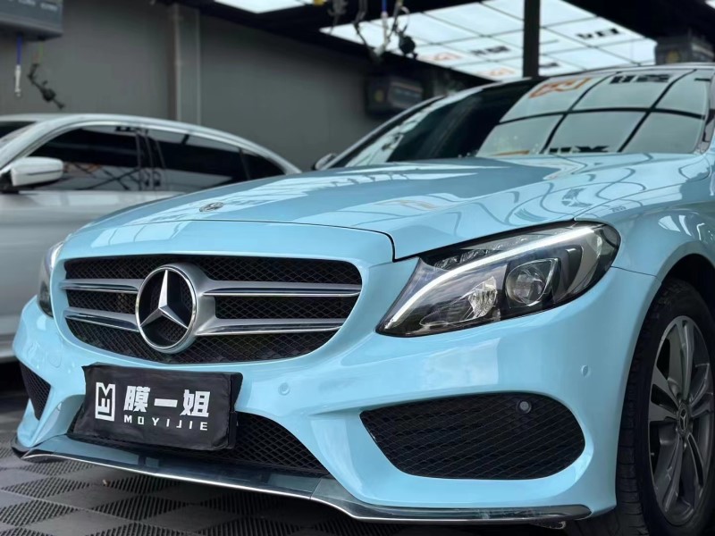 奔驰C200L改色冰川蓝