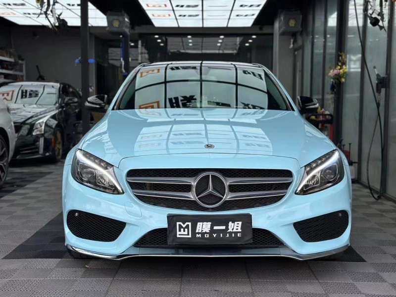 奔驰C200L改色冰川蓝