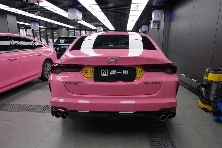 广汽传祺影豹改色pet水晶粉红熊