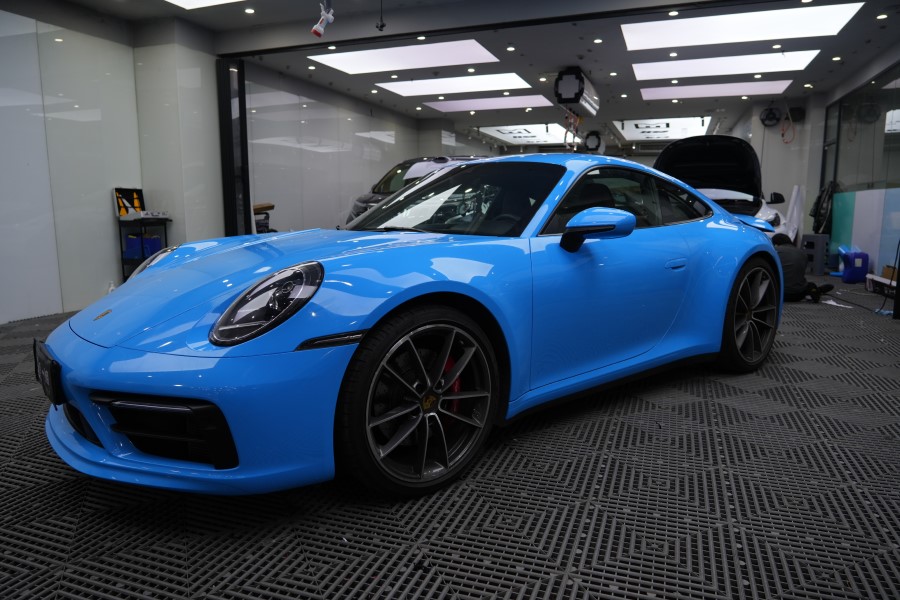 保时捷911改色水晶冰淇淋蓝