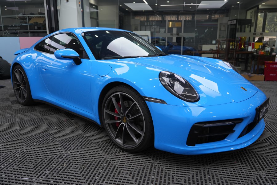 保时捷911改色水晶冰淇淋蓝