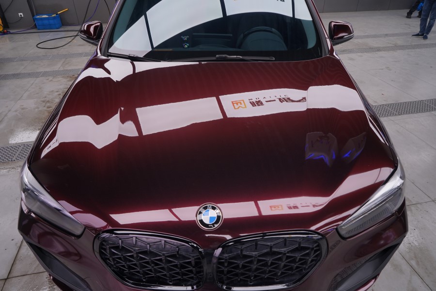 宝马改色超亮金属黑玫瑰